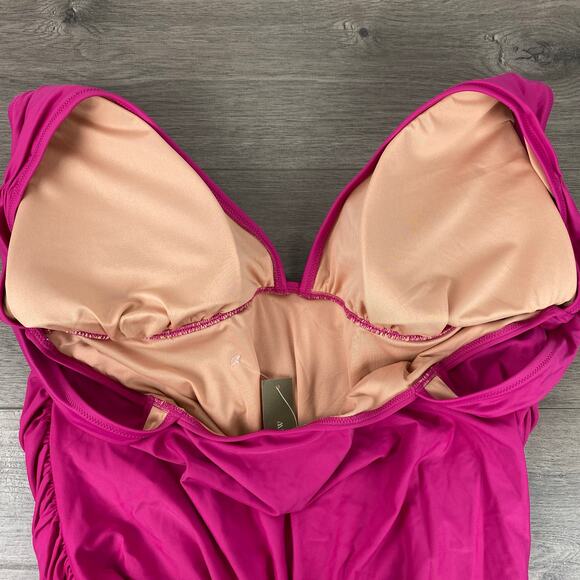 J.Crew Magenta Orchid Ruched V Neck One Piece Swimsuit Sz.22W NWT - Picture 5 of 11